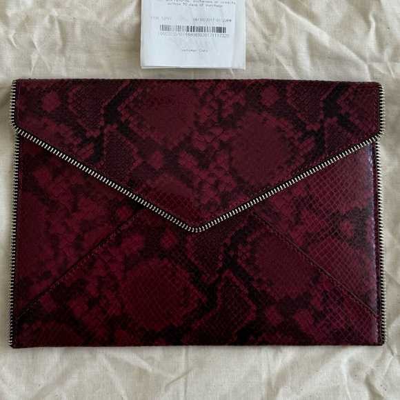 Rebecca Minkoff Snakeskin Print Leo Envelope Clutch Purse